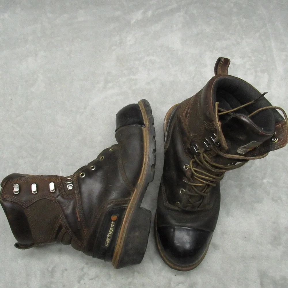 Carhartt Men 9M Boots Brown Waterproof‎ Composite Toe Work Logger Rugged Flex